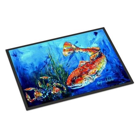 Carolines Treasures Scattered Red Fish Indoor or Outdoor Mat, 24 x 36 in. MW1214JMAT